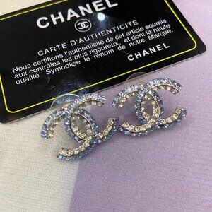 Chanel silver classic earrings